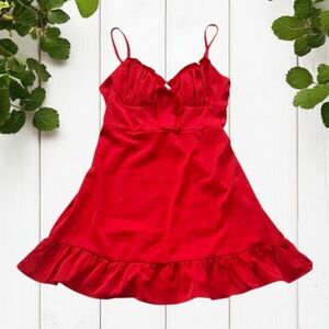 Red Mini Dress with Ruffle Hem 💋